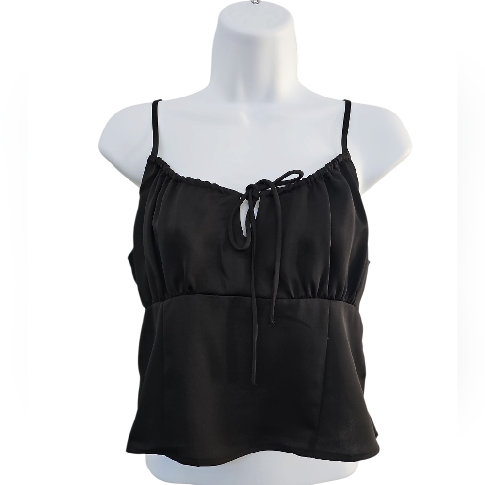 Anthropologie Black Womens Babydoll Top Size S Camisole Cropped Y2K Neutral - Picture 4 of 4